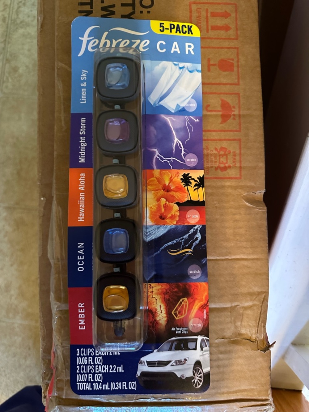 Febreze 5-Pack Car Vent Clips in Blue, Purple, and Gold